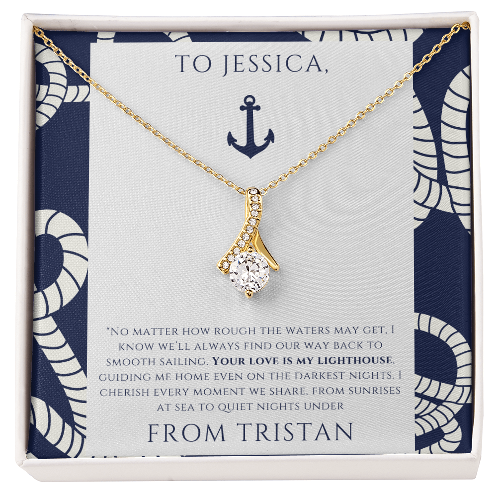 Personalized for Your Wife - Your Love is My Lighthouse - Ocean Teardrop Necklace