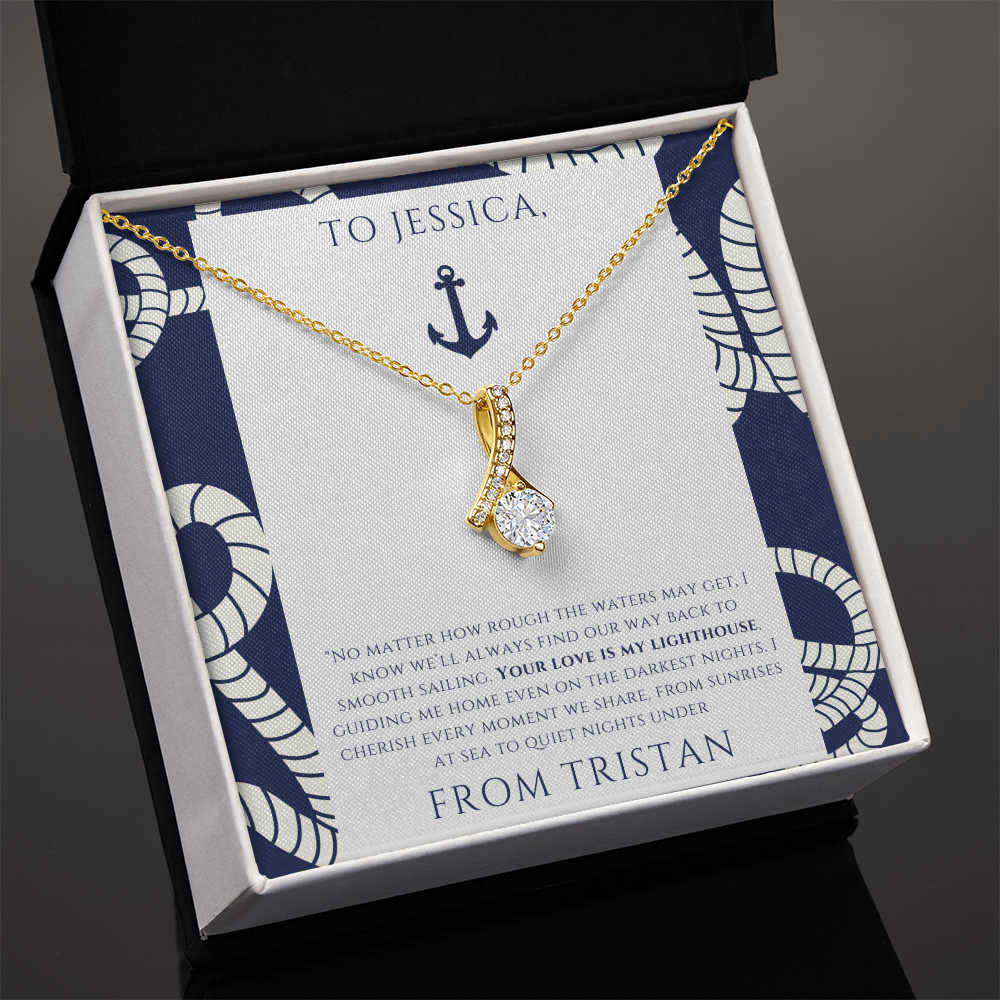 Personalized for Your Wife - Your Love is My Lighthouse - Ocean Teardrop Necklace