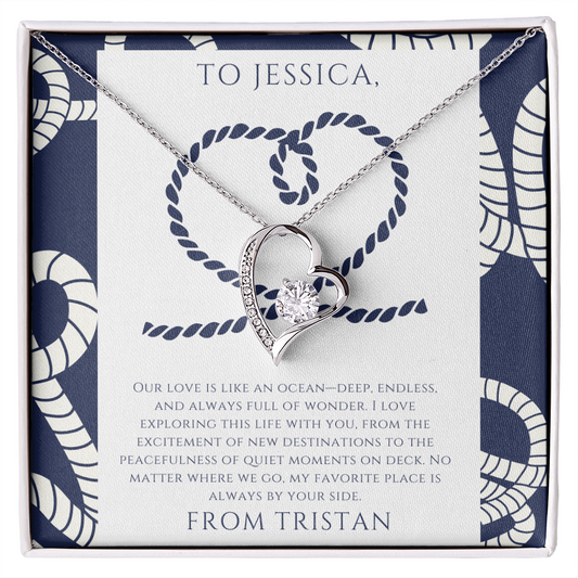 Personalized for Your Wife - Our Love is Like an Ocean - Roped Heart and Soul Necklace