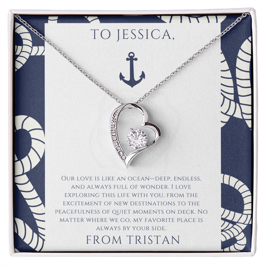 Personalized for Your Wife - Our Love is Like an Ocean - Heart and Soul Necklace