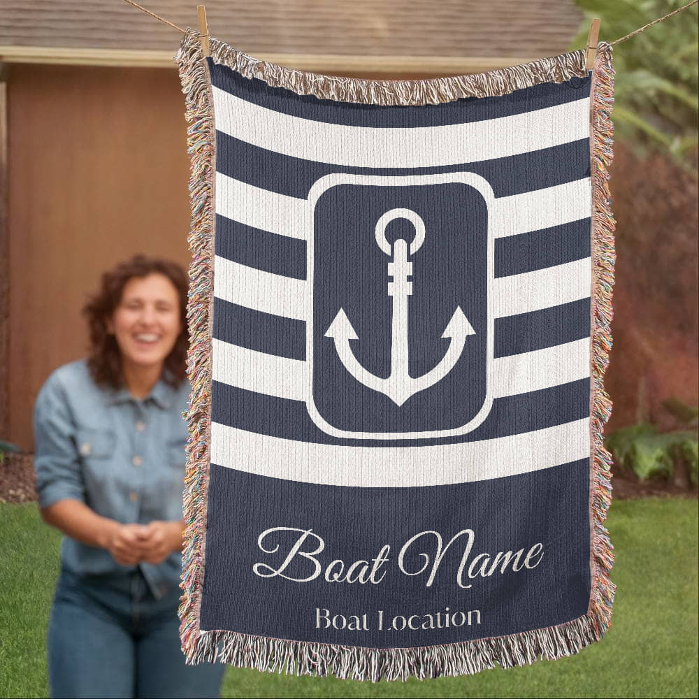 Personalized Boat Heirloom Woven Blanket