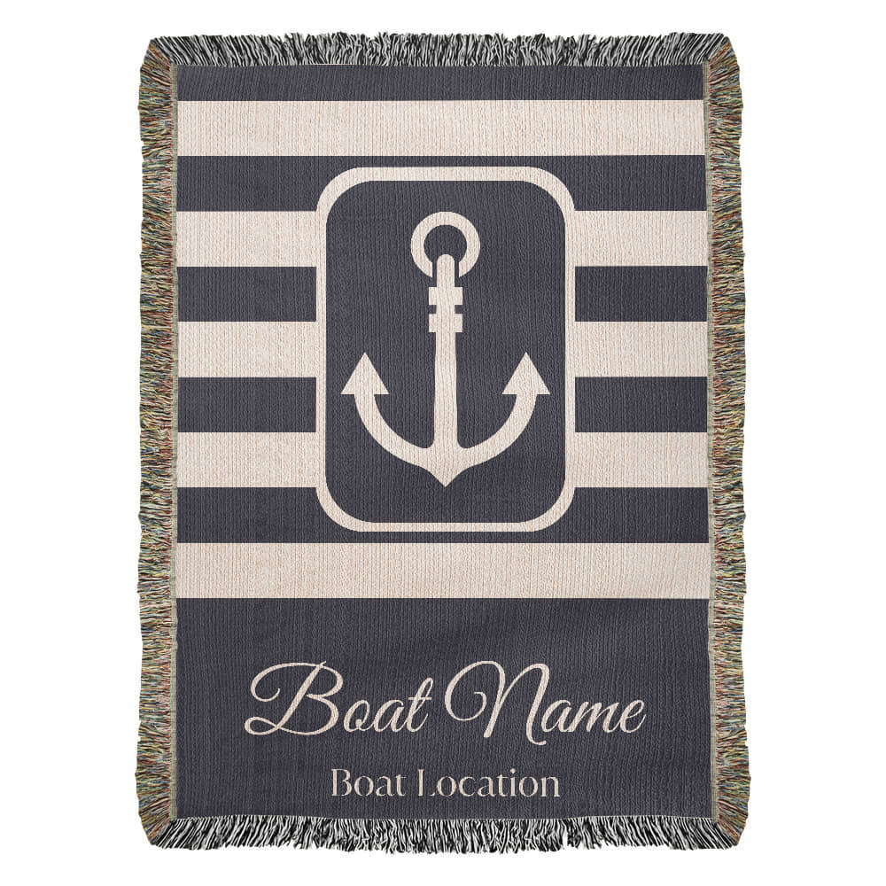 Personalized Boat Heirloom Woven Blanket