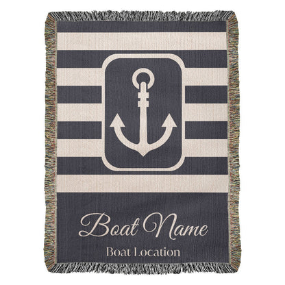 Personalized Boat Heirloom Woven Blanket