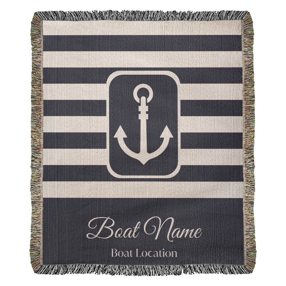 Personalized Boat Heirloom Woven Blanket