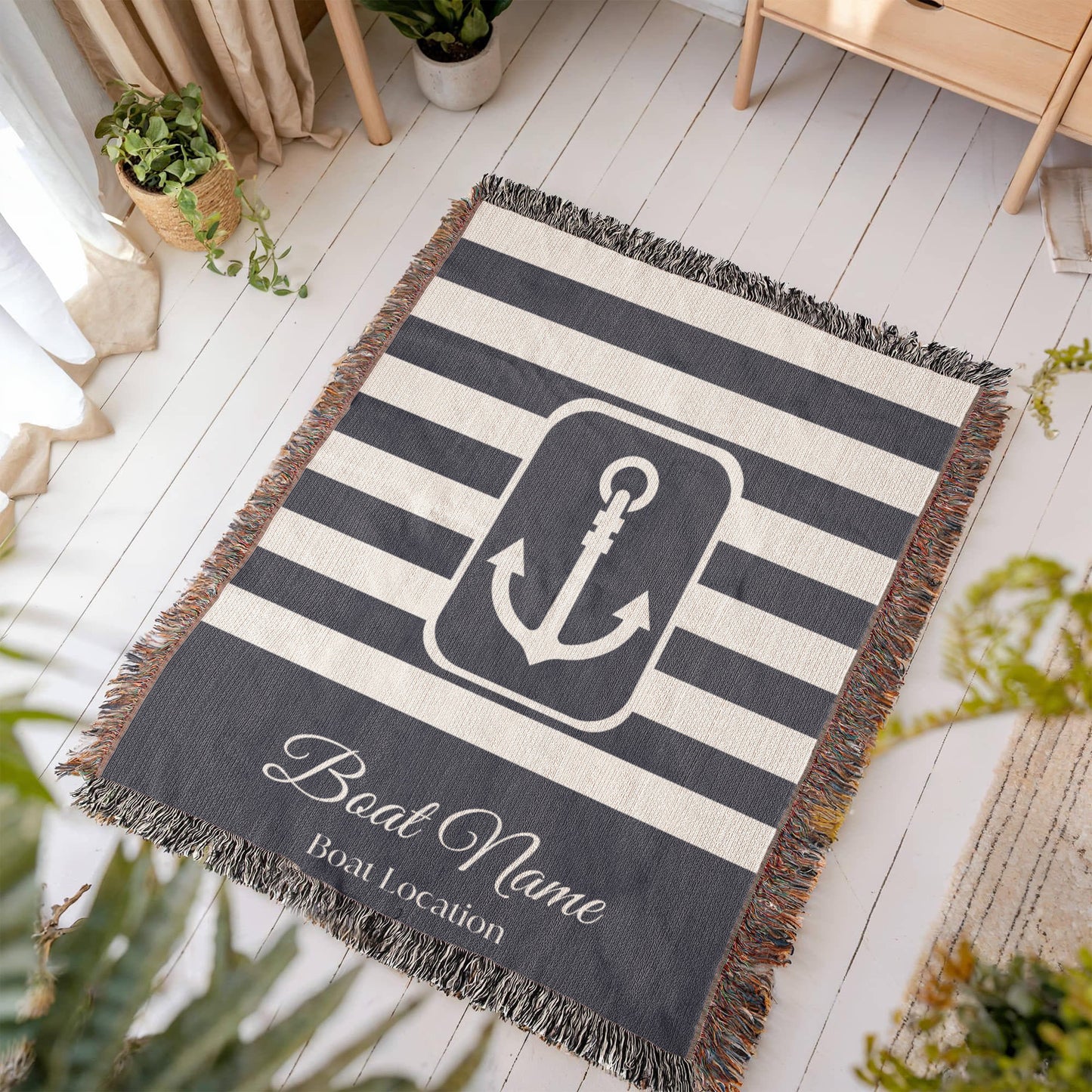 Personalized Boat Heirloom Woven Blanket