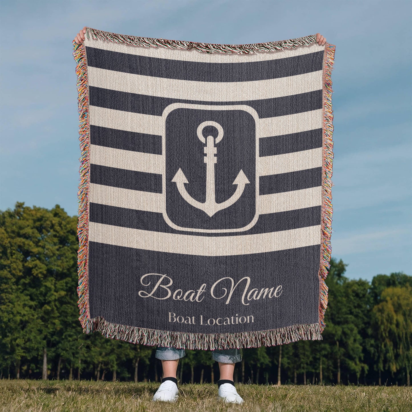 Personalized Boat Heirloom Woven Blanket