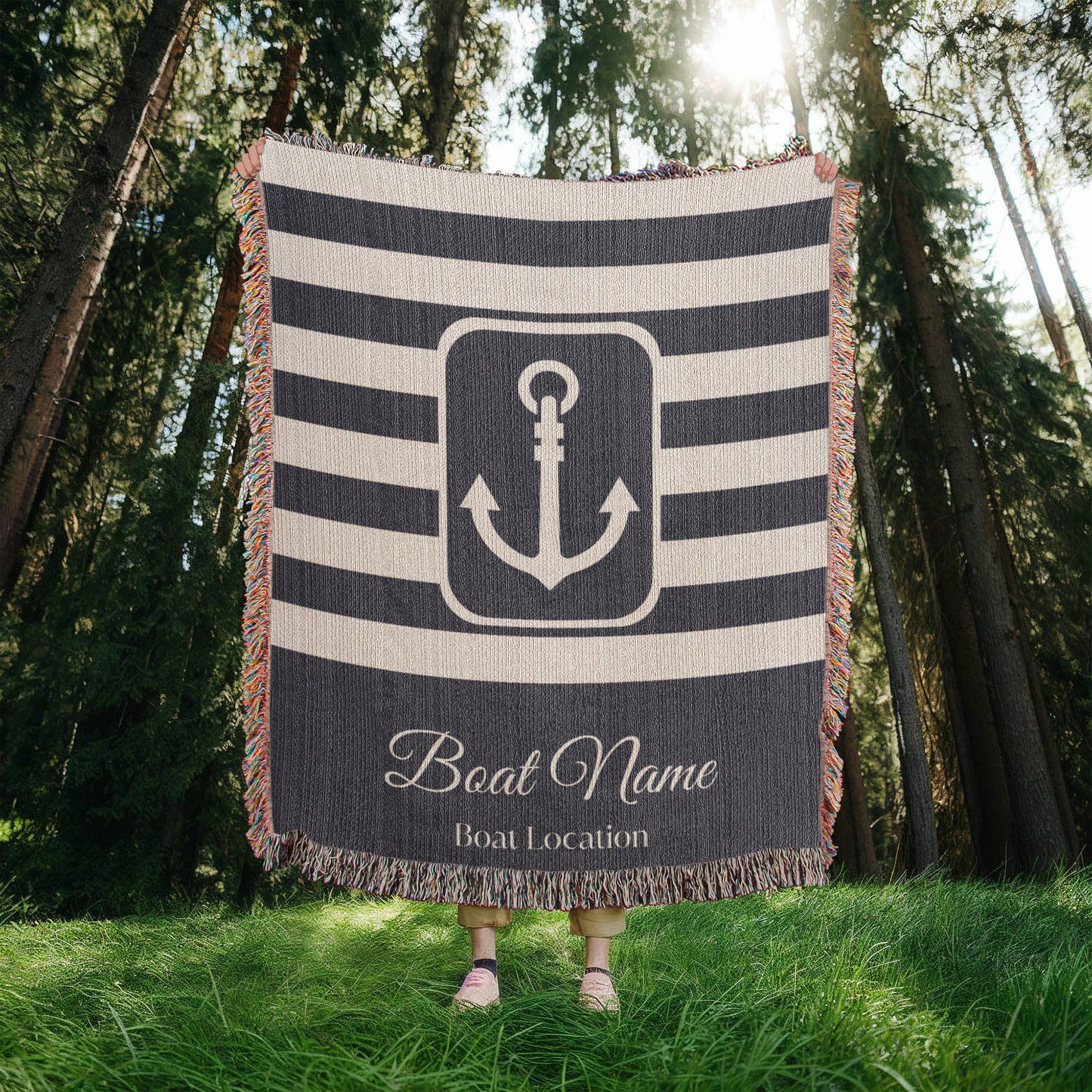 Personalized Boat Heirloom Woven Blanket