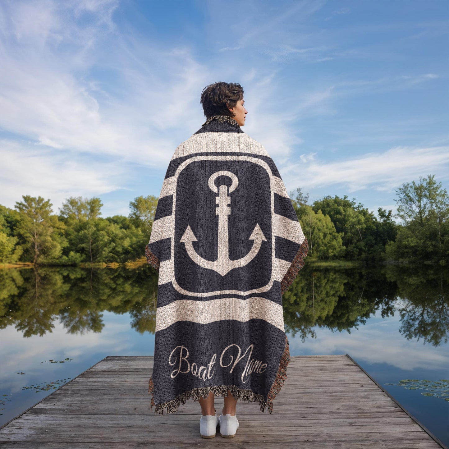 Personalized Boat Heirloom Woven Blanket