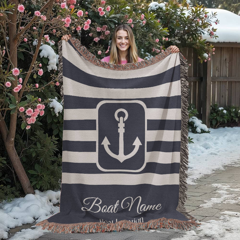 Personalized Boat Heirloom Woven Blanket