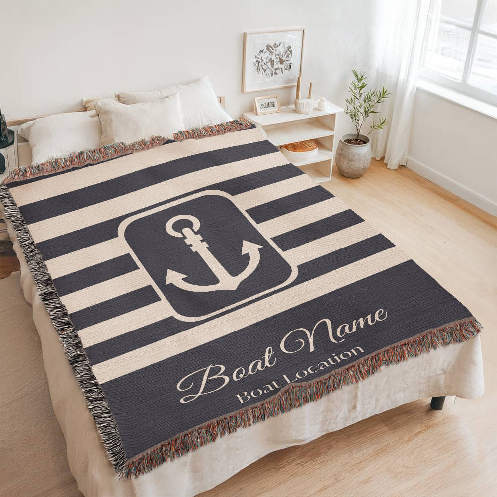 Personalized Boat Heirloom Woven Blanket