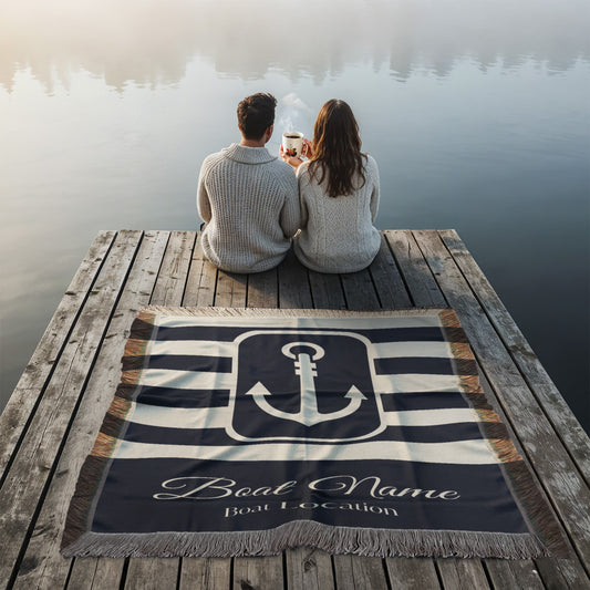 Personalized Boat Woven Blanket